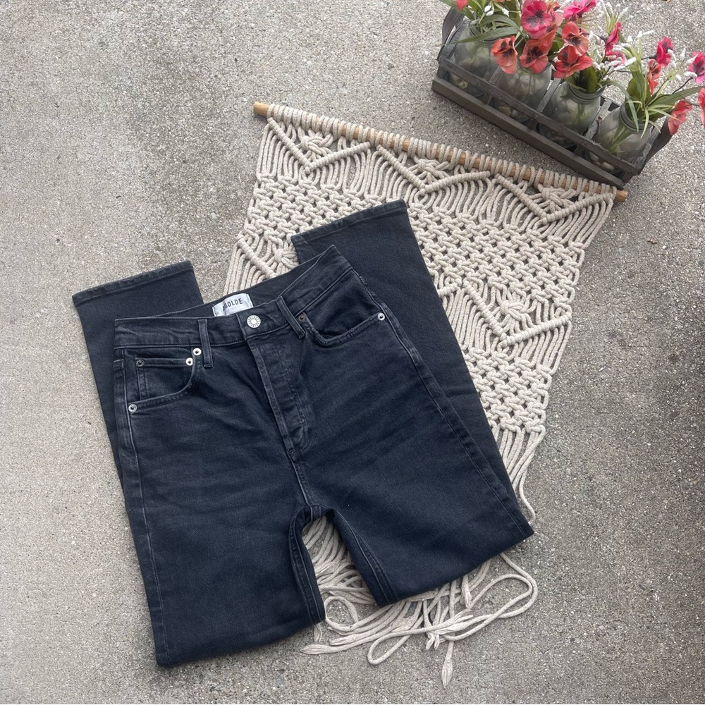Agolde Black Cropped High Rise Jeans Size 24